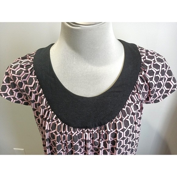 MILLY of New York USA Made Geometric Pink Black Print Mini Dress Small - Picture 6 of 9